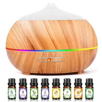 Aroma Diffuser für Duftöle Ultraschall Luftbefeuchter: 500ML Aromatherapie Öle Diffusor mit Aroma Öl Set 1