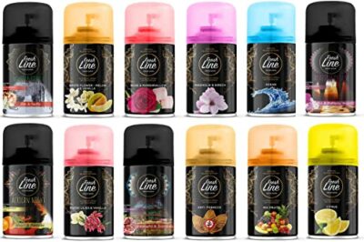 Fresh Line Lufterfrischer Set MIX PAKET 12 er Pack Aromatischer Raumduft passend für alle Automatische Duftspender, Sprühgeräte, Maschinen, Erfrischendes Aroma, Duftintensität, Zeit Einstellung, Bewertung: 4,5 von 5 Sternen 1