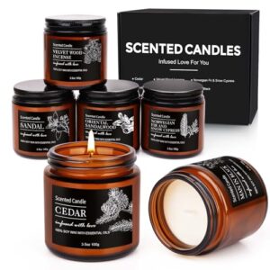 Candle Duftkerzen im Glas – Weihnachten Duftkerzen Geschenkset für Männer aus 6 Düft Kerze, Je Bis zu 20 Stunden Brenndauer 100 g Sojawachs Duftkerze Set kleine Geschenke für Männer Weihnachten